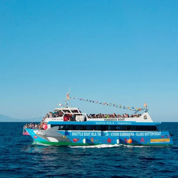 Barco a Tabarca galería azul en el mar